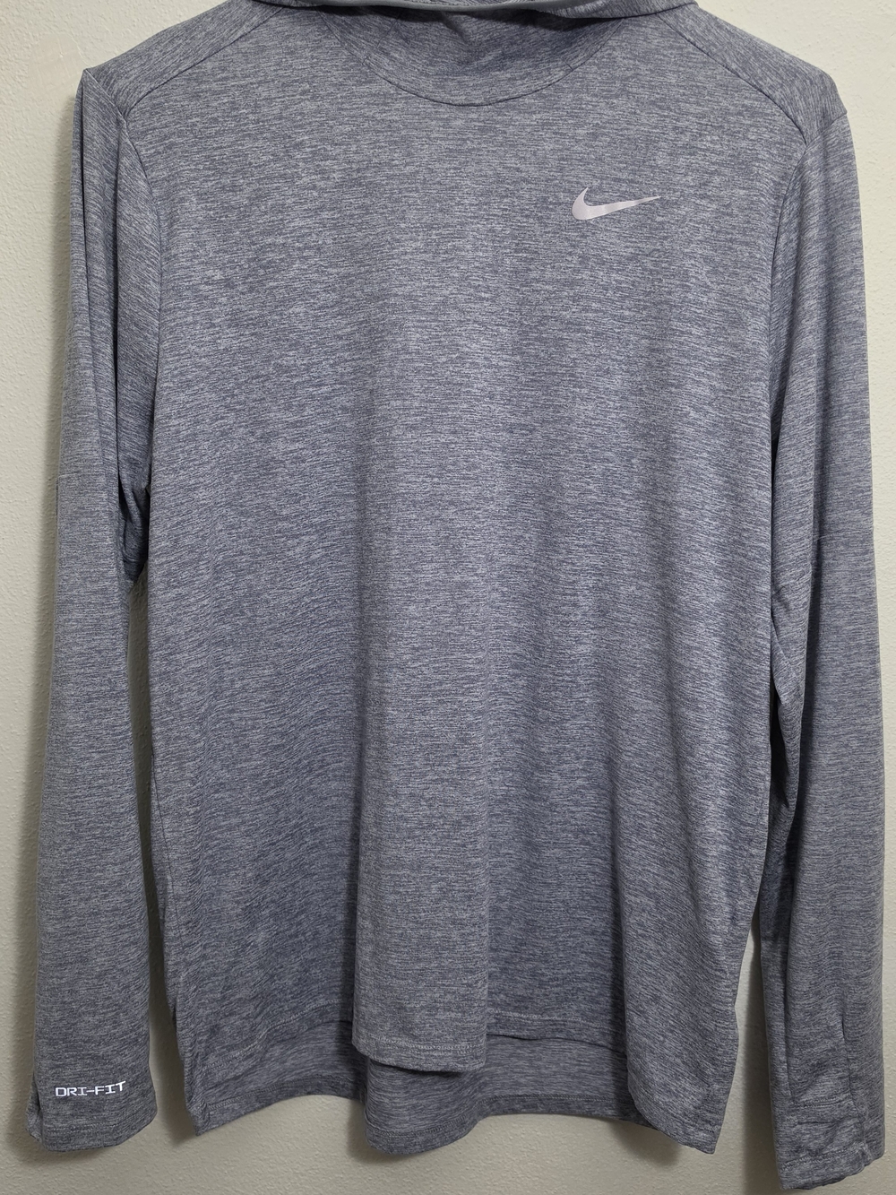 Nike Running Dri-FIT Hooded Long Sleeve Shirt Gray Heather Size L Athletic